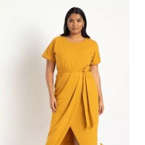 Eloquii Mustard Wrap skirt dress